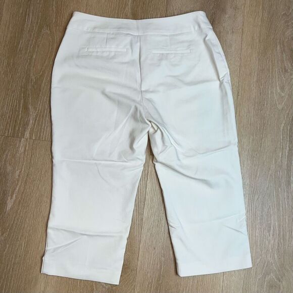 Apt. 9 White Capri Cropped Trouser Pants, Back Slit Pockets, Women’s Petite 6P - Picture 12 of 12